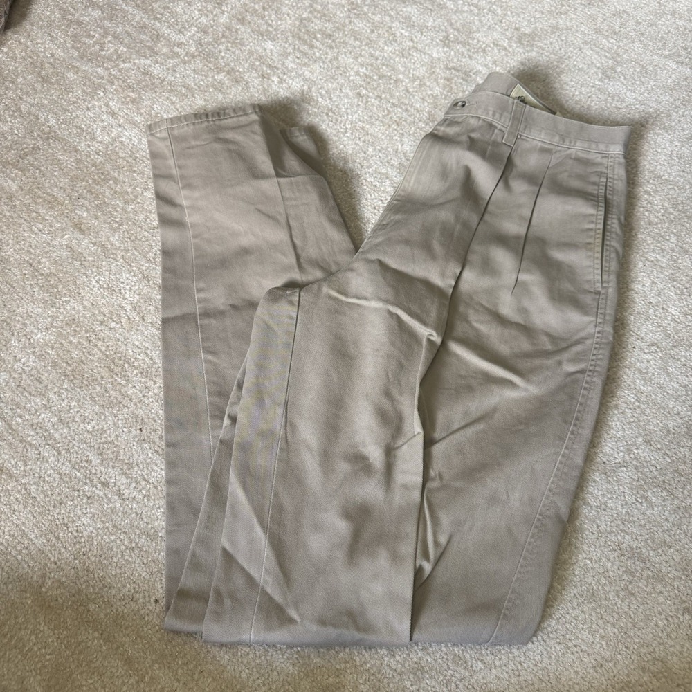 Vintage Eddie Bauer Pleated Chino Pants Mens 36 Tall Beige Khaki Cotton Relaxed